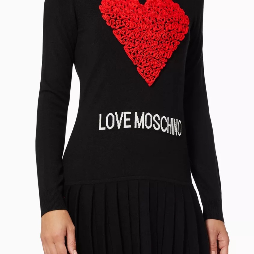 Love Moschino Chic Black Ribbed Sweater Dress